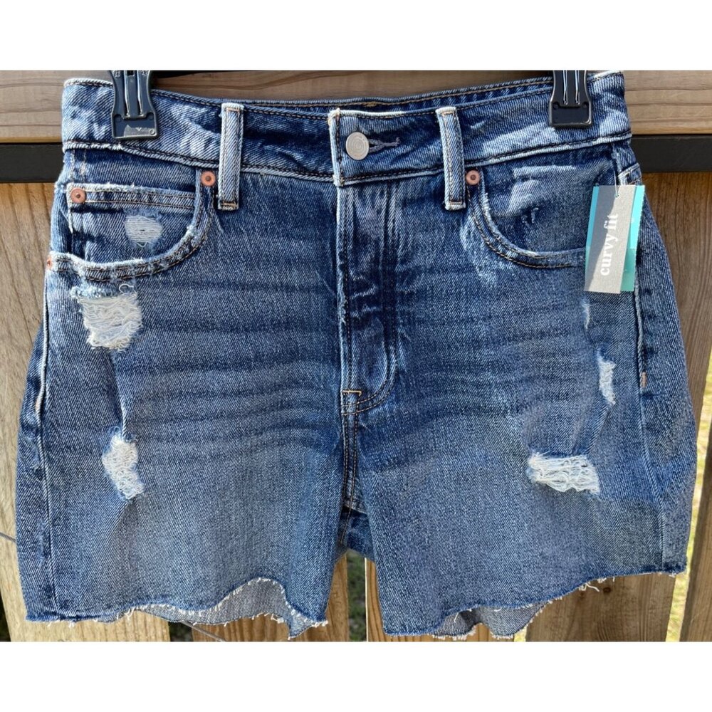 Goldie Blues Womens 5" Cheeky High-Rise Denim Shorts Curvy Fit Comfort Size 2